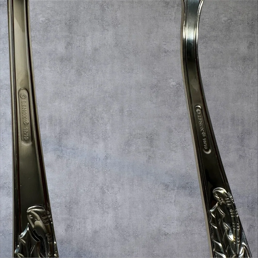 Lenox Serving Set 6pc Silver‎ 18/10 Stainless Steel 'For The Holidays' Ribbon